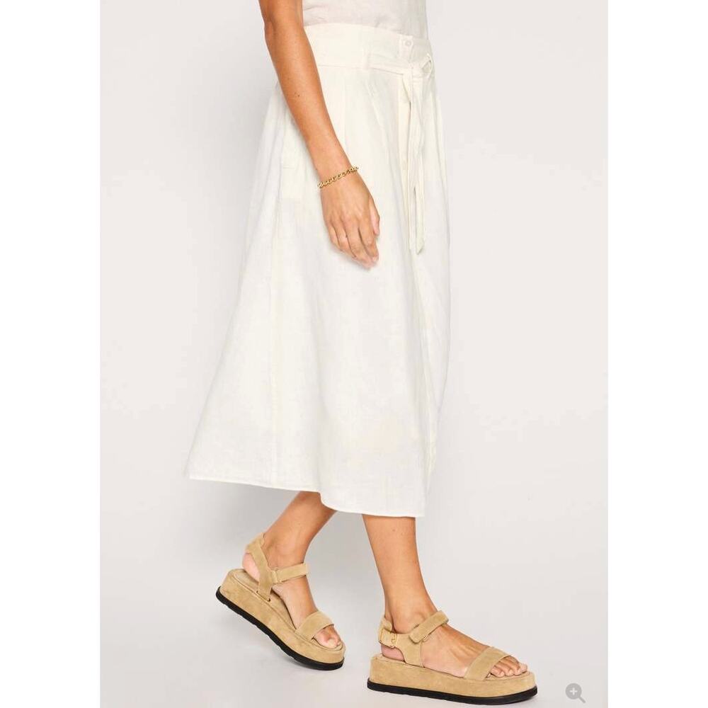 Brochu Walker Skirt Medium Teagan Button Front Linen Midi Summer Resort Preppy - Picture 2 of 12